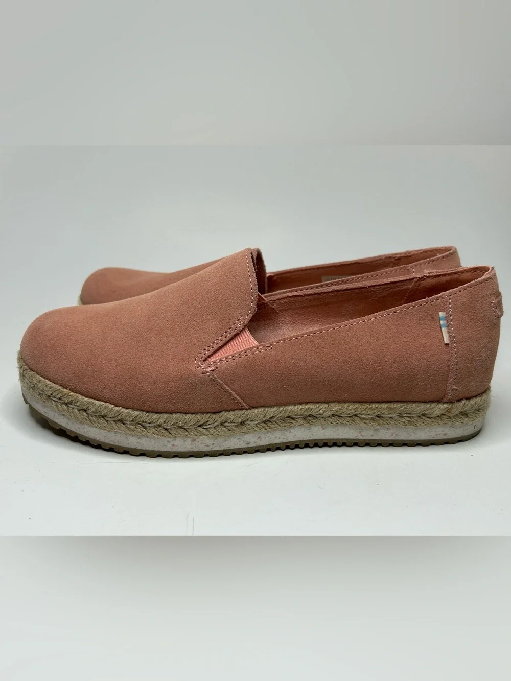 Tom’s Casual Palma Espadrille Coral Pink Flat Loafer Size W 7.5